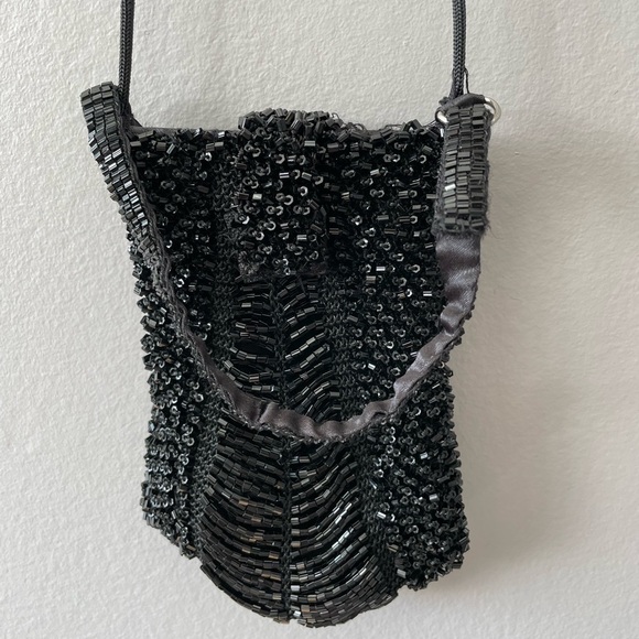 Vintage Y2K Black Beaded Sequin Style Mini Satchel Bag - Picture 4 of 12